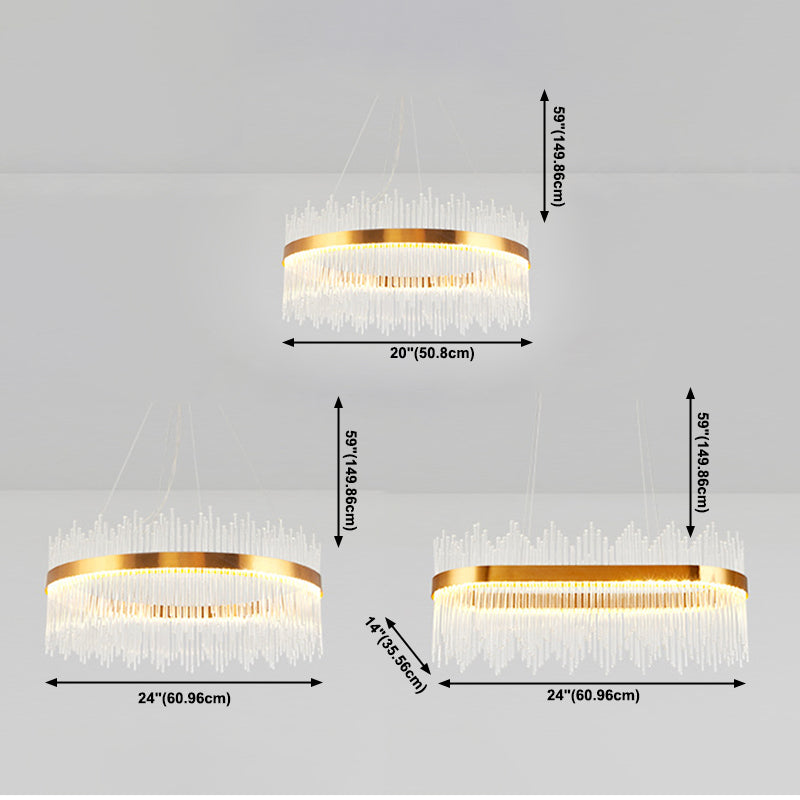 Contemporary Geometric Island Lighting Crystal Rod 1 Light Chandelier Lighting Fixtures