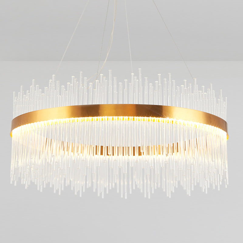 Contemporary Geometric Island Lighting Crystal Rod 1 Light Chandelier Lighting Fixtures