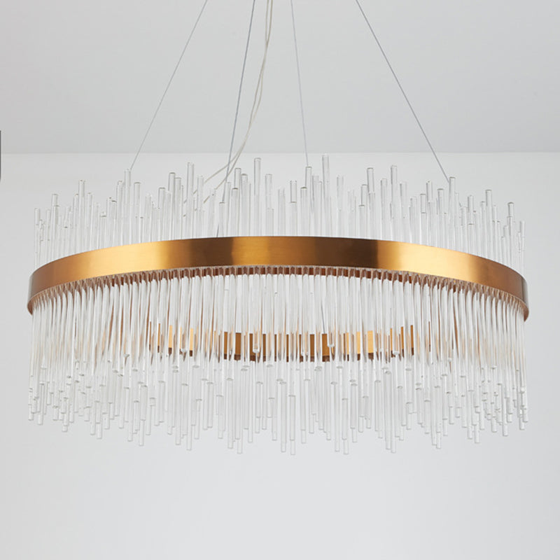 Contemporary Geometric Island Lighting Crystal Rod 1 Light Chandelier Lighting Fixtures