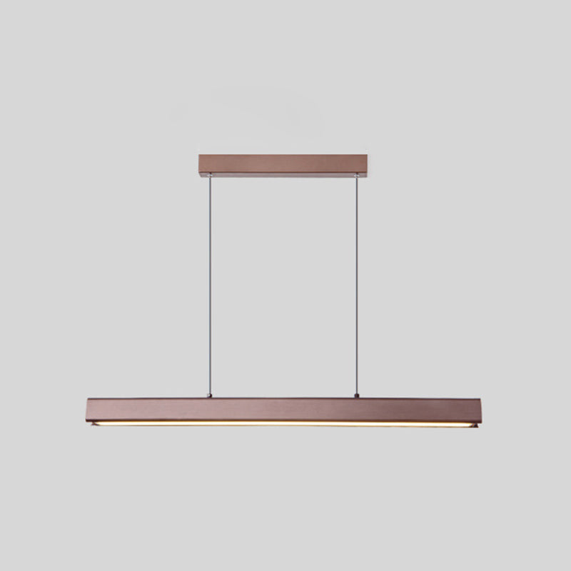 1-Light Acrylic Island Hanging Light, Minimalist Indoor Linear Pendant Light in Brown
