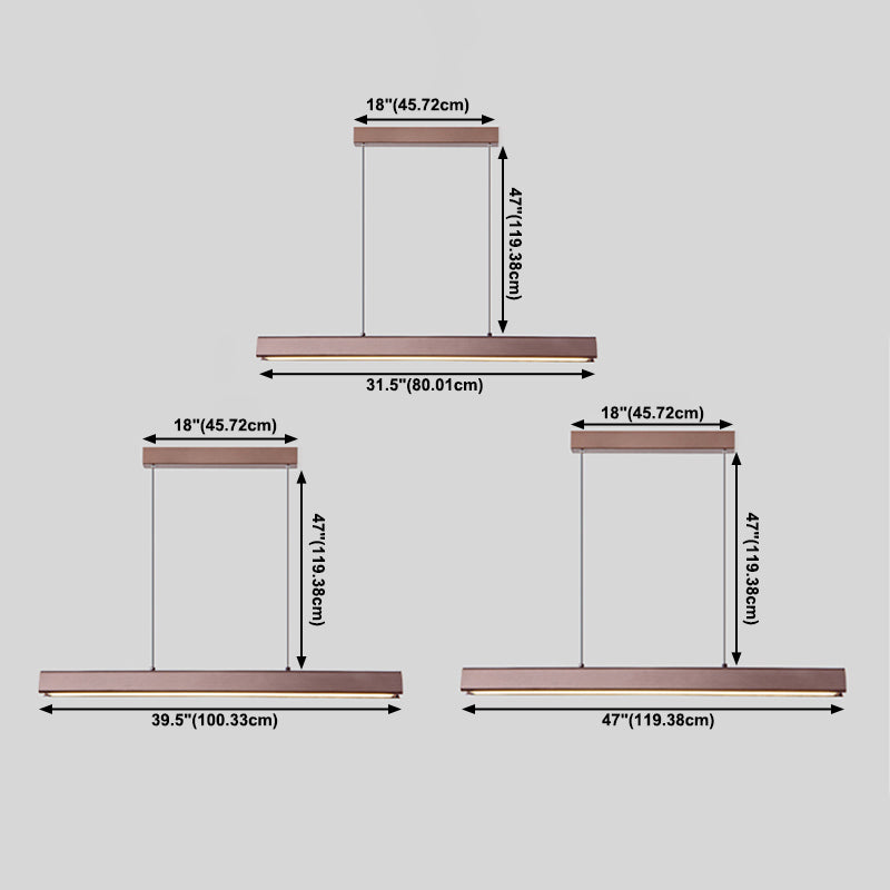 1-Light Acrylic Island Hanging Light, Minimalist Indoor Linear Pendant Light in Brown