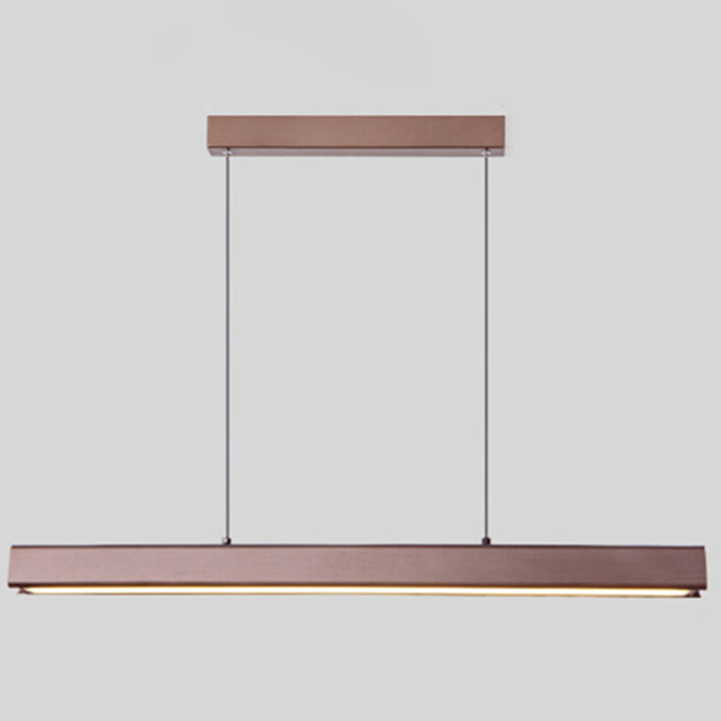 1-Light Acrylic Island Hanging Light, Minimalist Indoor Linear Pendant Light in Brown