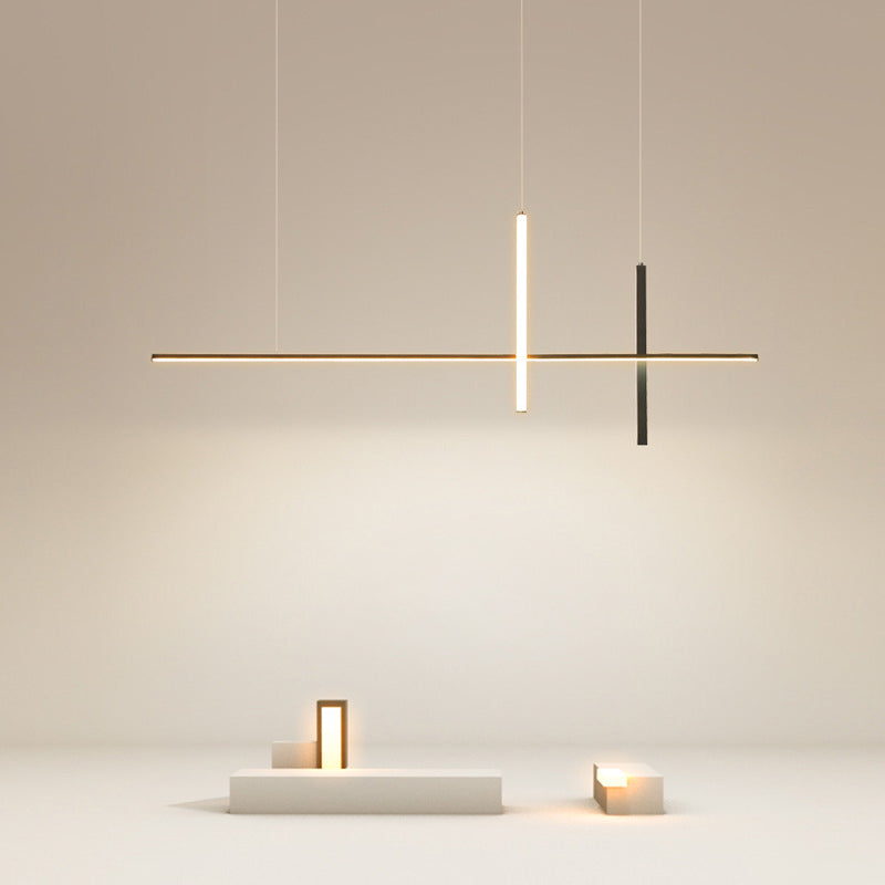 Minimalist Acrylic Hanging Lamp, Luxury Linear Shade Hanging Light for Indoor