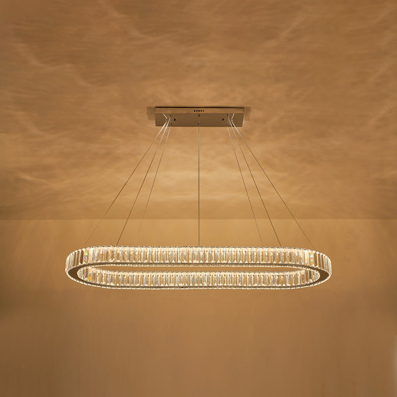 Minimalist Crystal Hanging Lamp, Luxury Linear Shade Hanging Light in Gold for Dinner Table