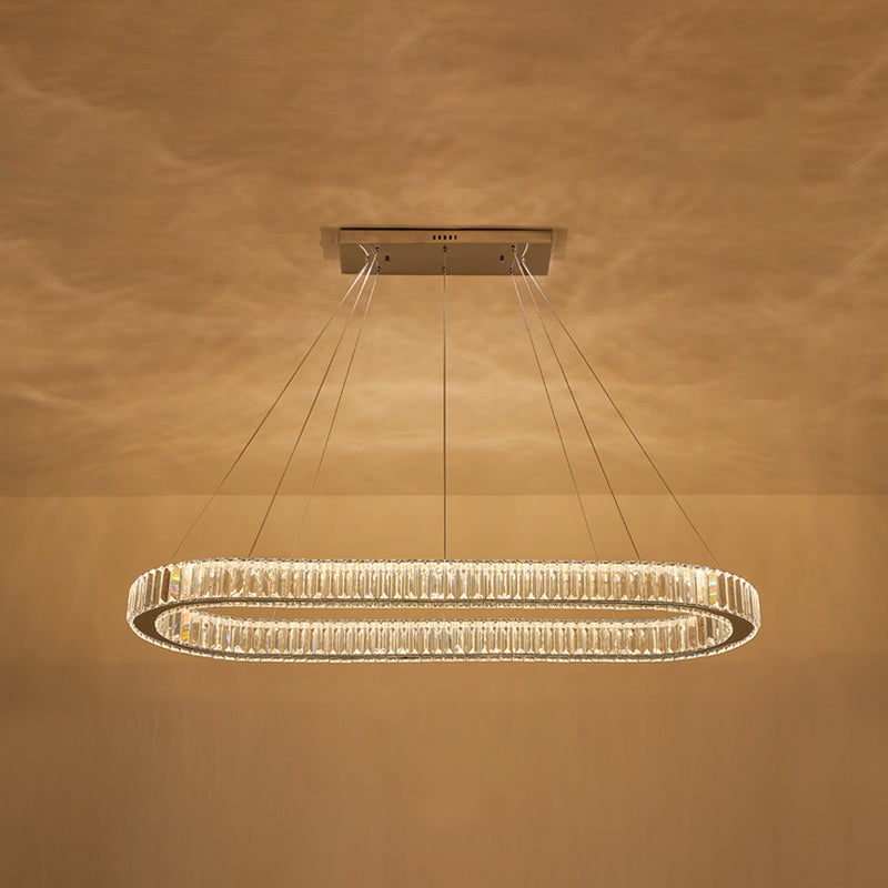 Minimalist Crystal Hanging Lamp, Luxury Linear Shade Hanging Light in Gold for Dinner Table
