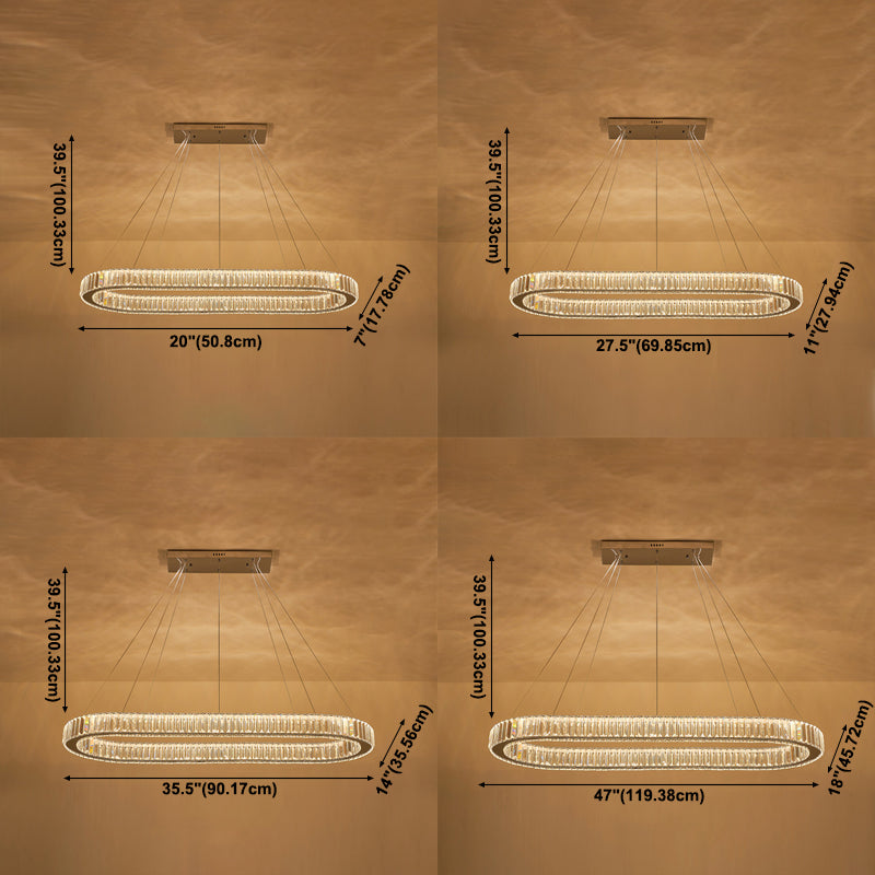 Minimalist Crystal Hanging Lamp, Luxury Linear Shade Hanging Light in Gold for Dinner Table