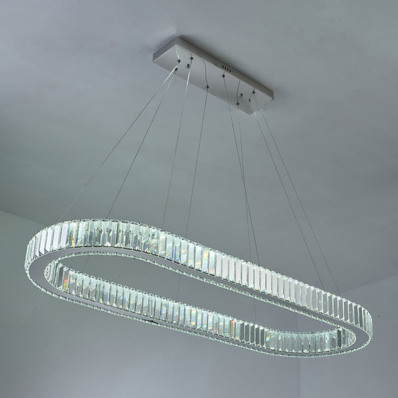 Minimalist Crystal Hanging Lamp, Luxury Linear Shade Hanging Light in Gold for Dinner Table