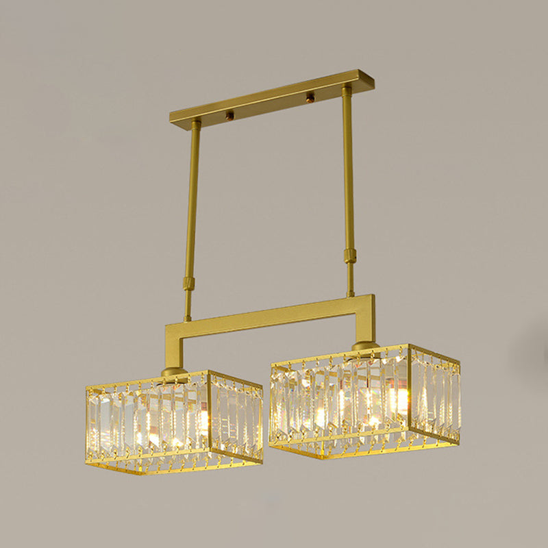Luxury Rectangular Shade Pendant Light, Simple Crystal Pendant Lighting for Dinner Table