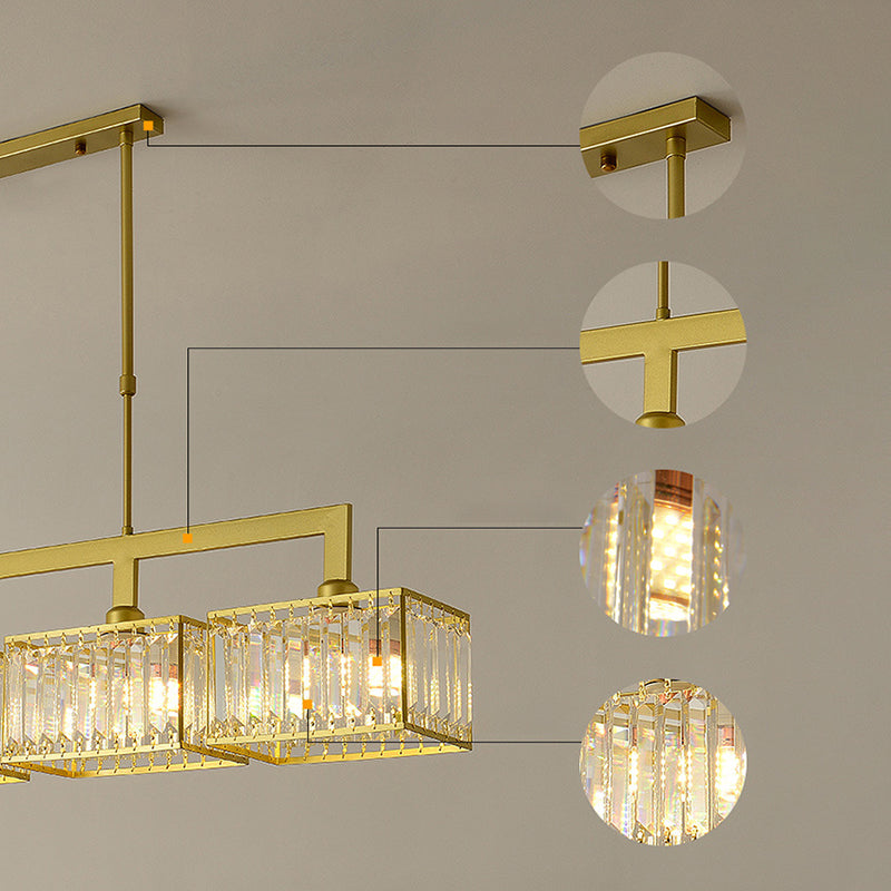 Luxury Rectangular Shade Pendant Light, Simple Crystal Pendant Lighting for Dinner Table