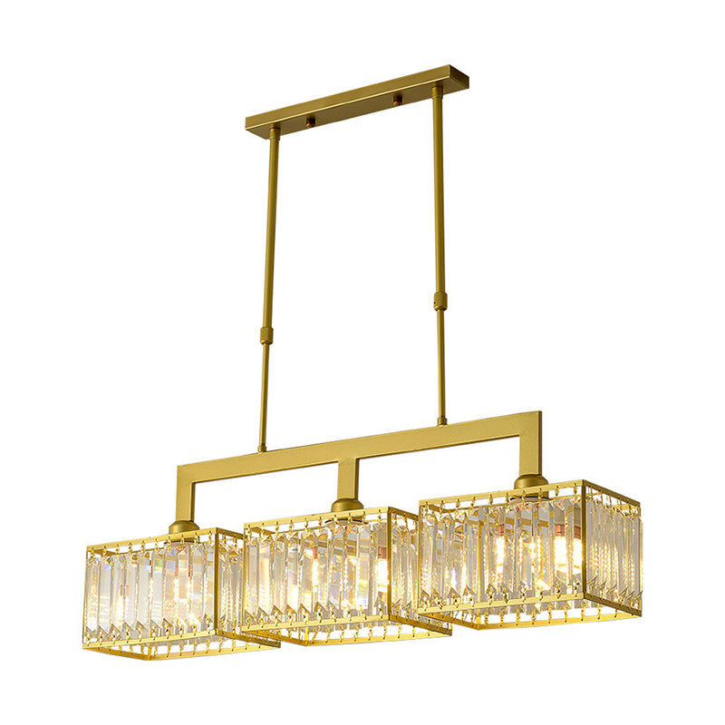 Luxury Rectangular Shade Pendant Light, Simple Crystal Pendant Lighting for Dinner Table