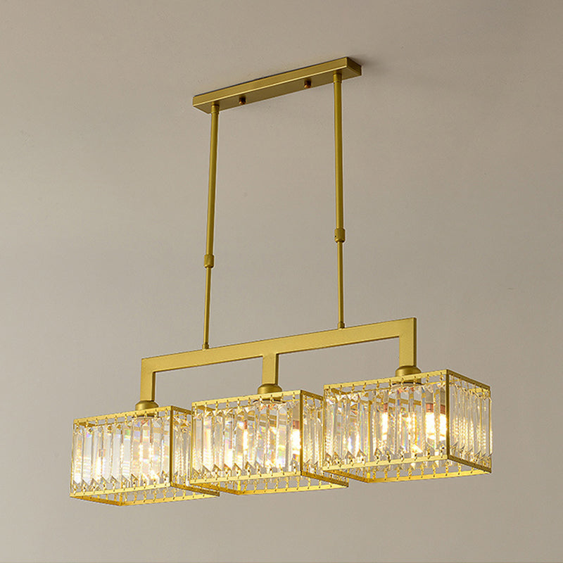 Luxury Rectangular Shade Pendant Light, Simple Crystal Pendant Lighting for Dinner Table