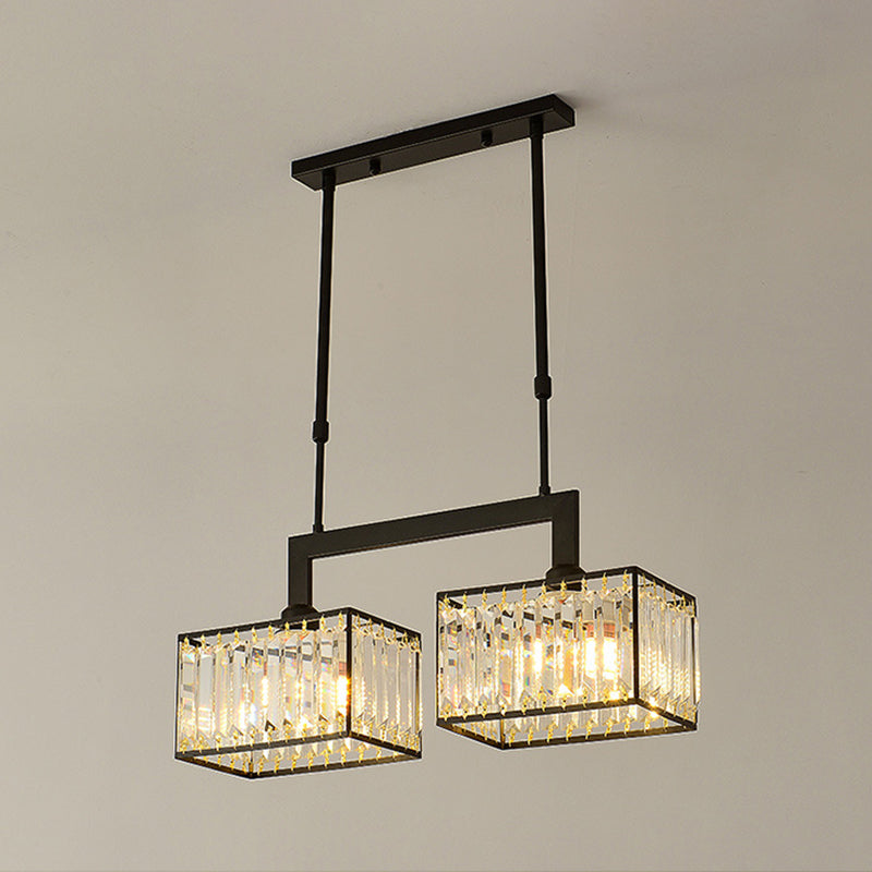 Luxury Rectangular Shade Pendant Light, Simple Crystal Pendant Lighting for Dinner Table