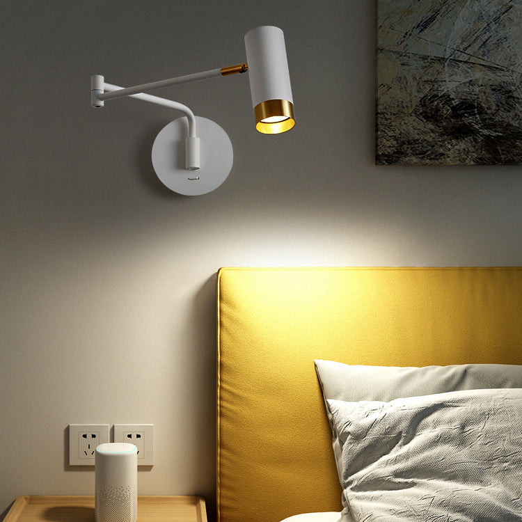 Metal Swing Arm Wall Lighting in Modern Style Half Cylinder Shade Sconce Lamp