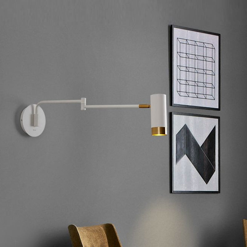 Metal Swing Arm Wall Lighting in Modern Style Half Cylinder Shade Sconce Lamp