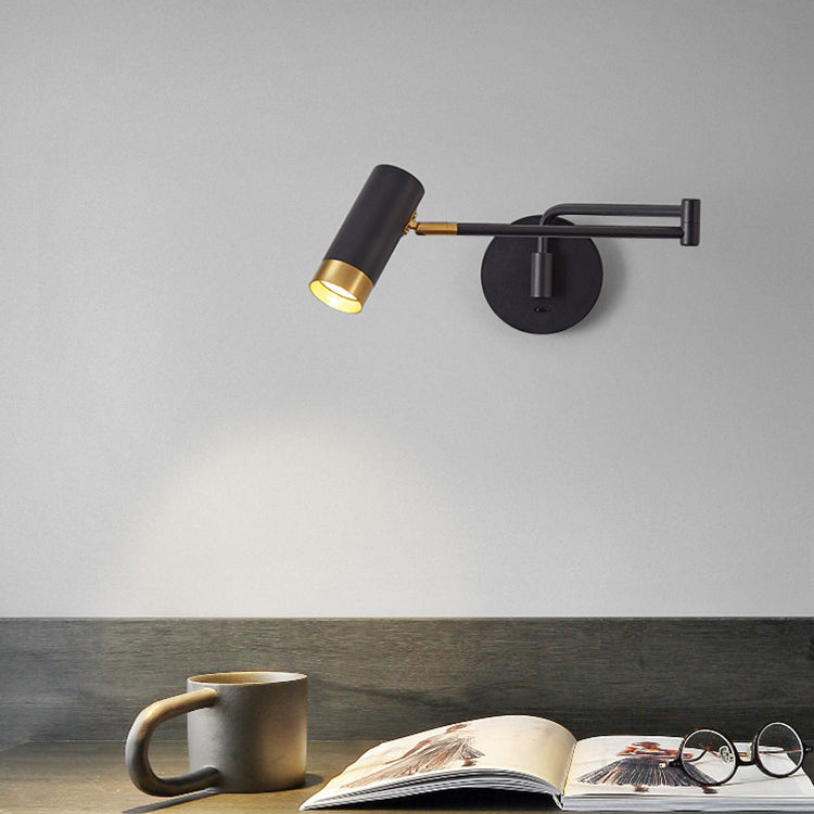 Metal Swing Arm Wall Lighting in Modern Style Half Cylinder Shade Sconce Lamp