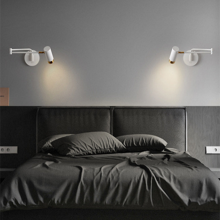 Metal Swing Arm Wall Lighting in Modern Style Half Cylinder Shade Sconce Lamp