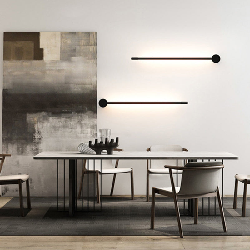 Aluminum Linear Wall Lights Modern Nordic Style 1 Head Wall Mount Fixture in Black for Bedroom
