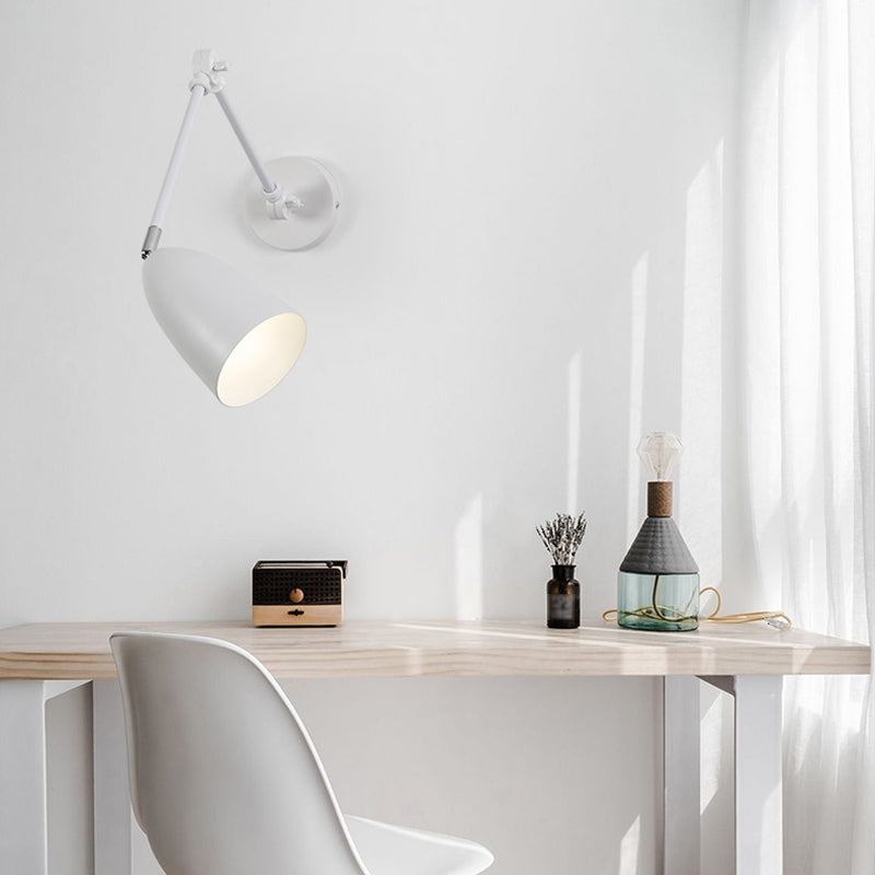 Metal Geometric Shade Wall Lighting Modern Style 1-Light Swing Arm Sconce Lamp
