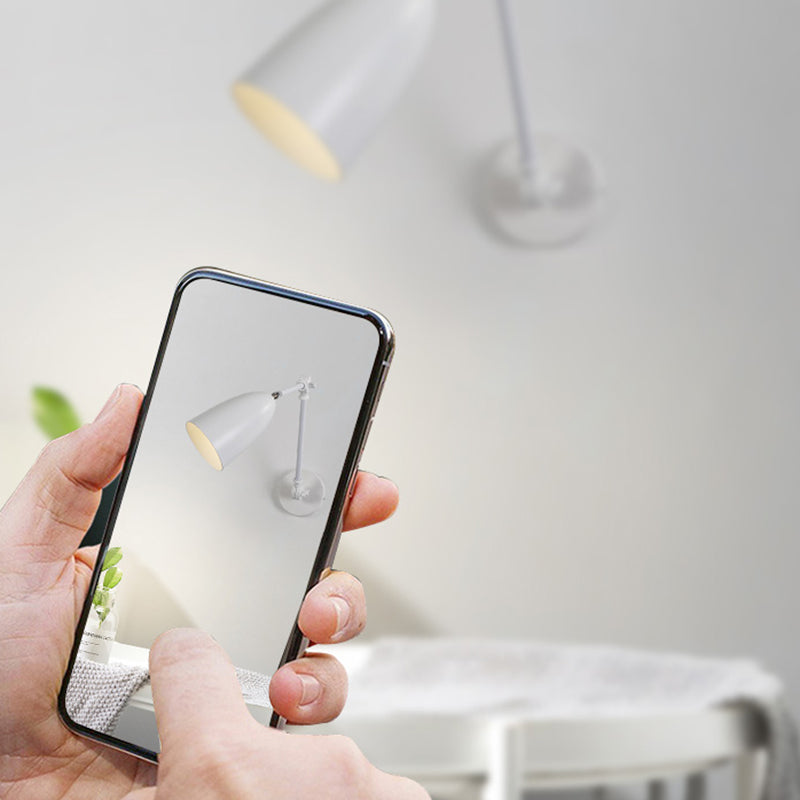 Metal Geometric Shade Wall Lighting Modern Style 1-Light Swing Arm Sconce Lamp