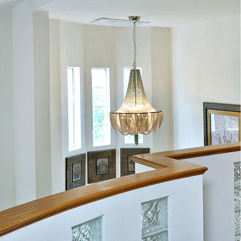 Ketting moderne stijl kroonluchter hanglamp metalen 8-lichts hanglampvoeturen