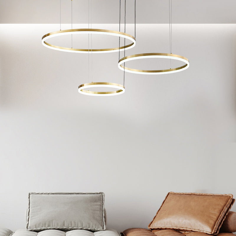 Lampadante a pendente di lusso di lusso a luce contemporanea lampadario circolare leggera per soggiorno
