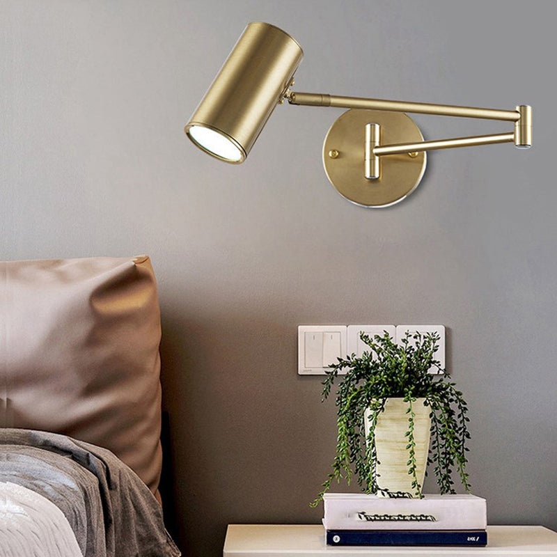 Metal Swing Arm Wall Lighting Modern Style 1-Light Sconce Lamp with Aluminum Shade