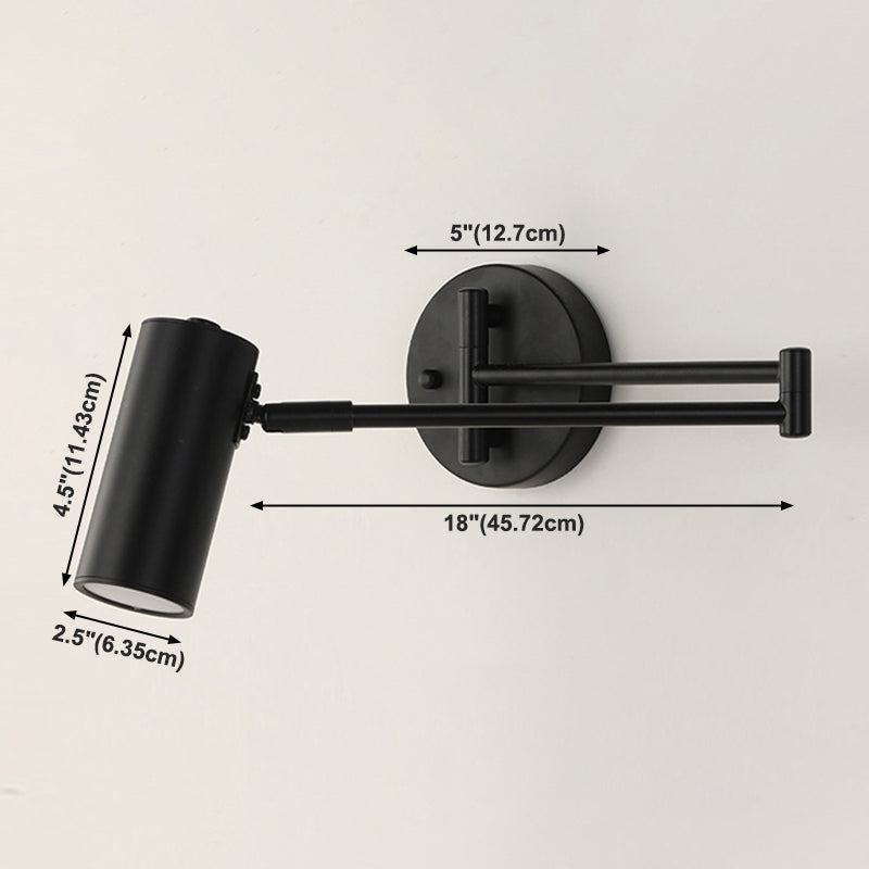 Metal Swing Arm Wall Lighting Modern Style 1-Light Sconce Lamp with Aluminum Shade