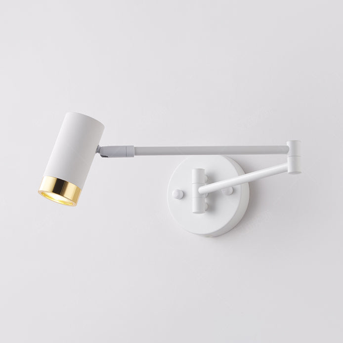 Modern Artistic Adjustable Wall Lamp Lacquered Iron Cylindrical Wall Light with Aluminium Shade