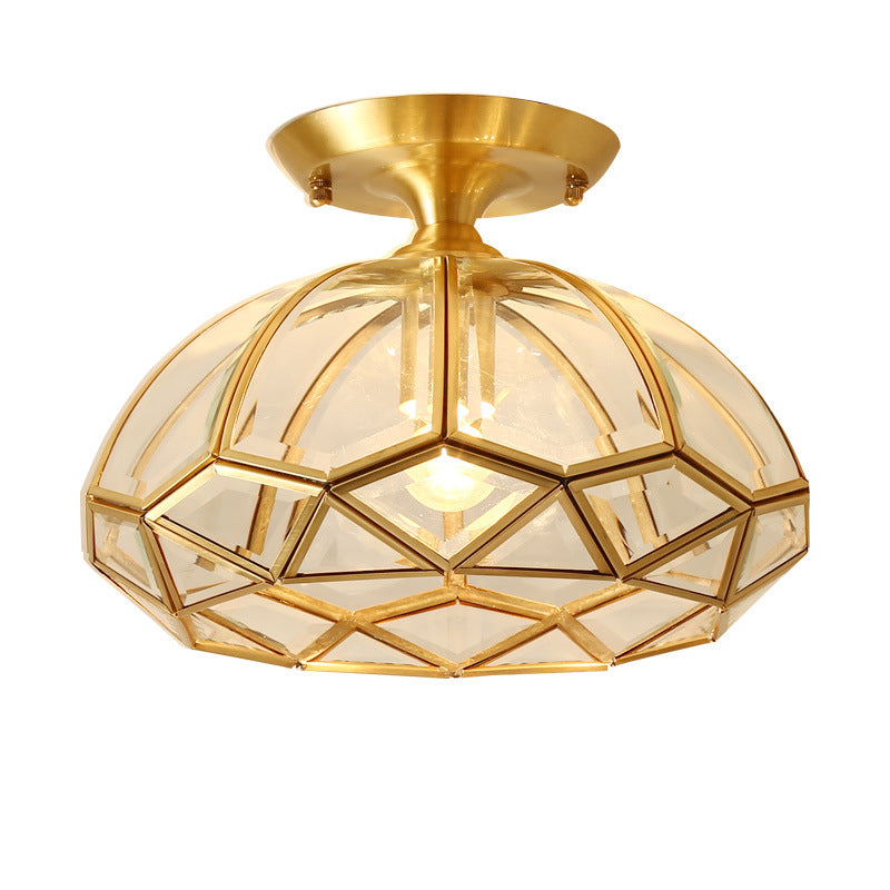 1 Light Semi-Flush Ceiling Light Traditional Glass Ceiling Mount Lamp for Bedroom