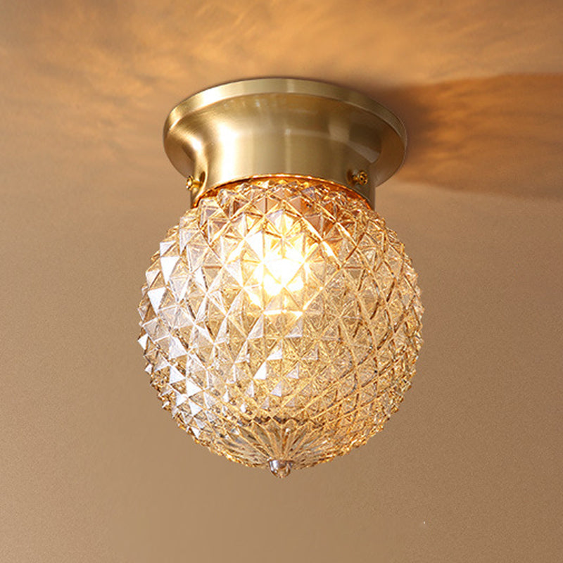 1 Light Semi-Flush Ceiling Light Traditional Glass Ceiling Mount Lamp for Bedroom