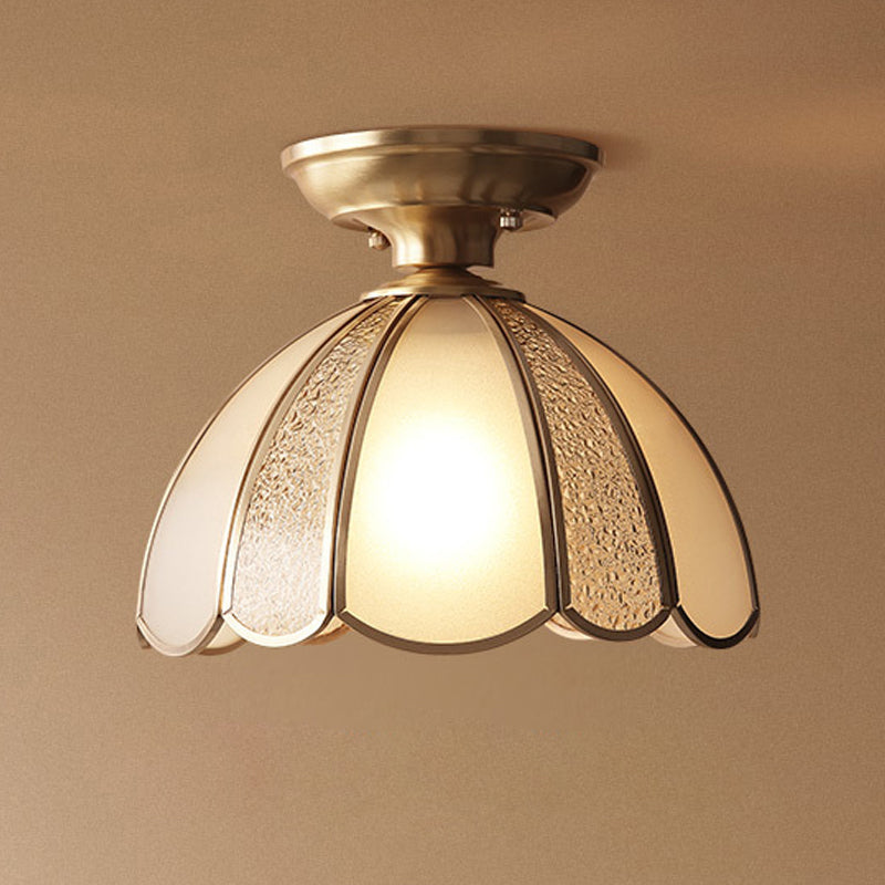 1 Light Semi-Flush Ceiling Light Traditional Glass Ceiling Mount Lamp for Bedroom