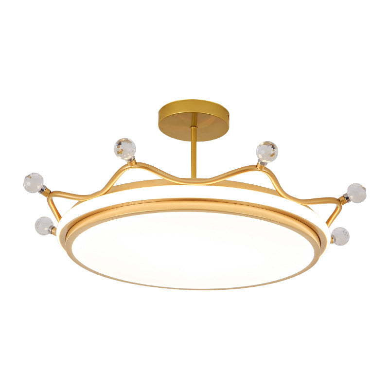 Crown Semi-Flush Ceiling Light with RGB Sky Projection Design Cartoon Flush Mount Light Fixture