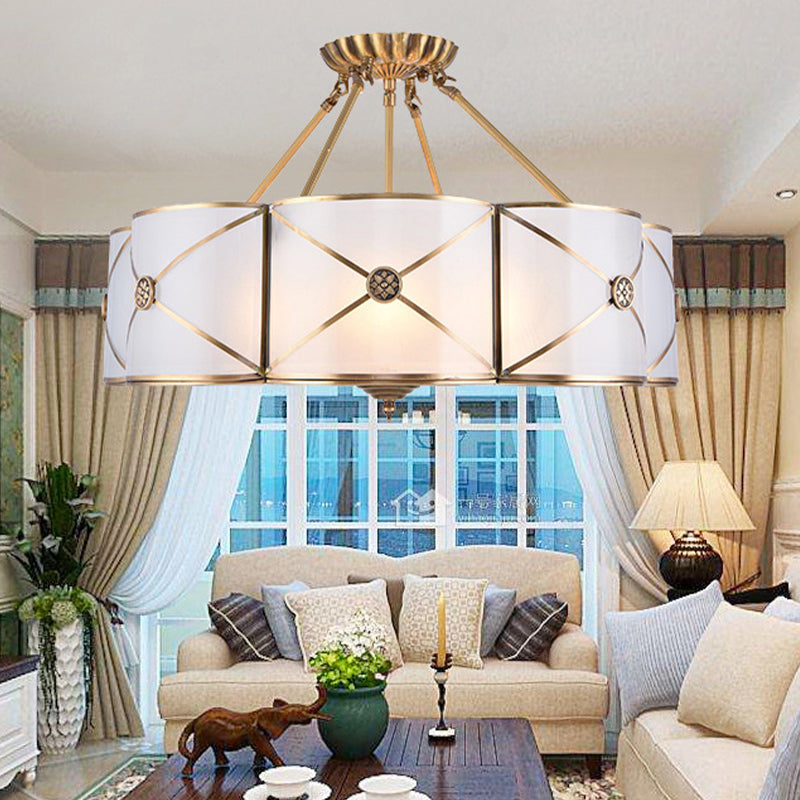Scalloped Semi-Flush Ceiling Light Traditional Glass Ceiling Mount Chandelier for Bedroom