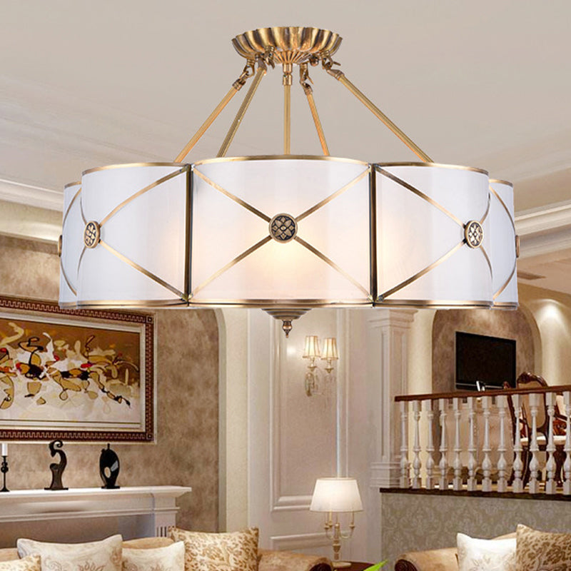 Scalloped Semi-Flush Ceiling Light Traditional Glass Ceiling Mount Chandelier for Bedroom