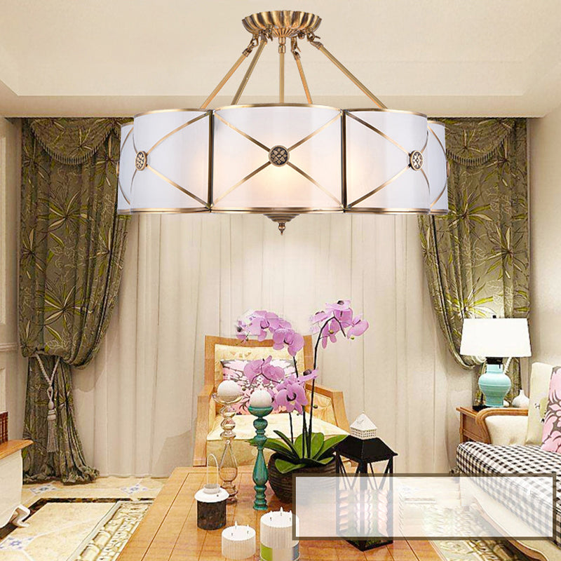 Scalloped Semi-Flush Ceiling Light Traditional Glass Ceiling Mount Chandelier for Bedroom
