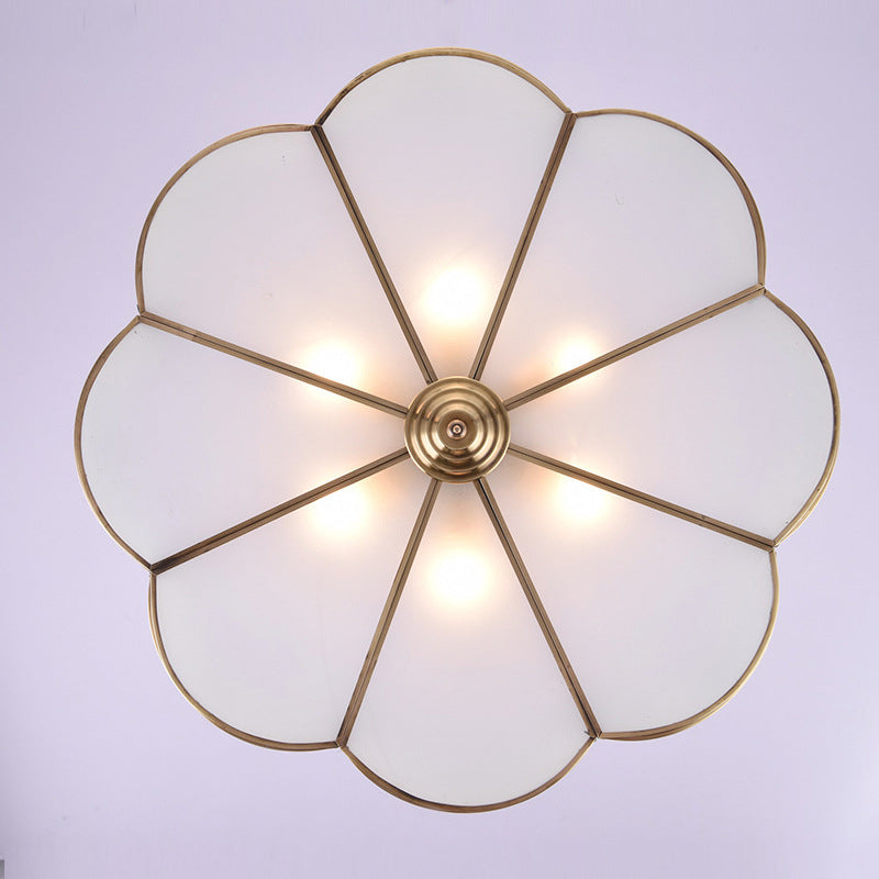 Scalloped Semi-Flush Ceiling Light Traditional Glass Ceiling Mount Chandelier for Bedroom