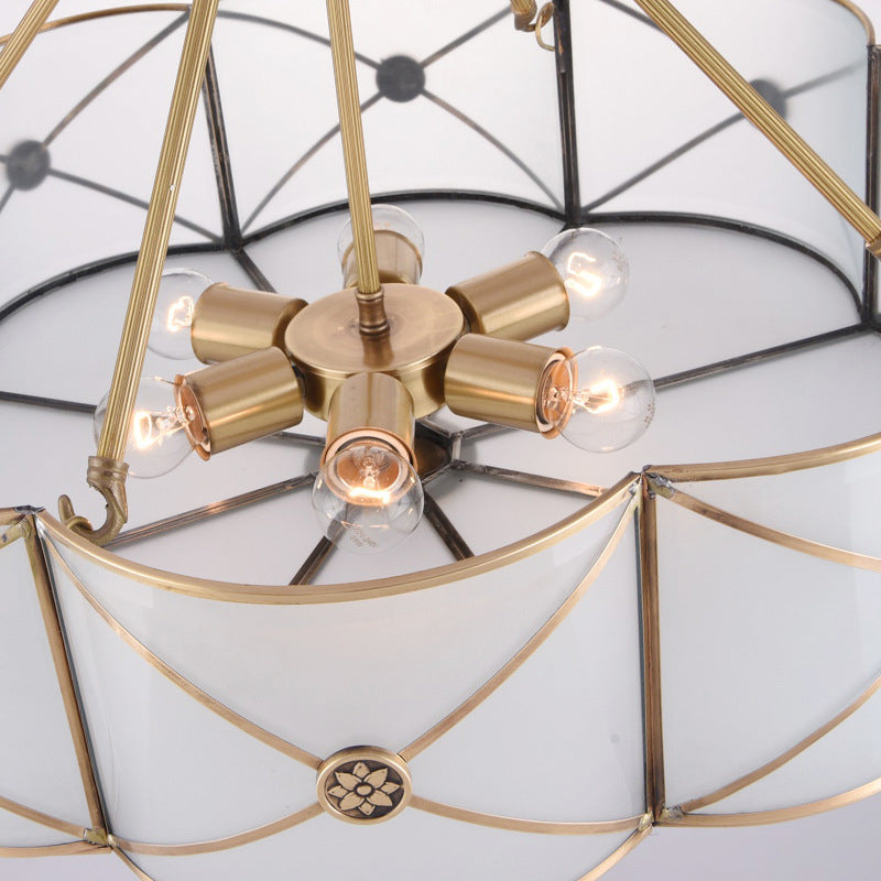 Scalloped Semi-Flush Ceiling Light Traditional Glass Ceiling Mount Chandelier for Bedroom