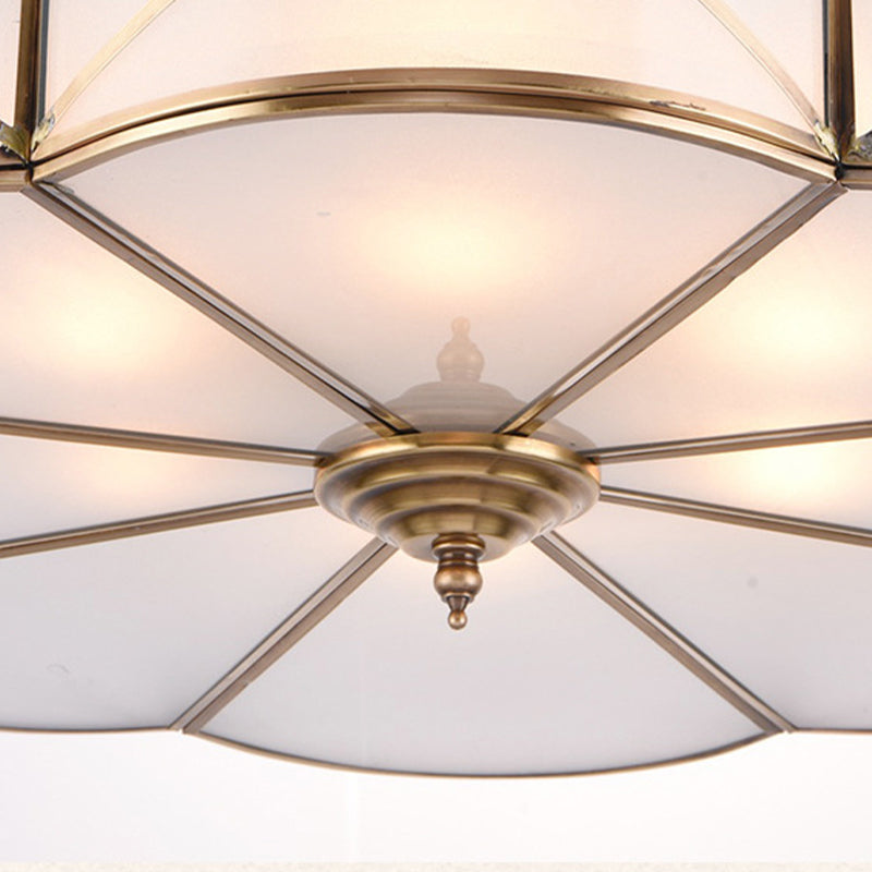 Scalloped Semi-Flush Ceiling Light Traditional Glass Ceiling Mount Chandelier for Bedroom