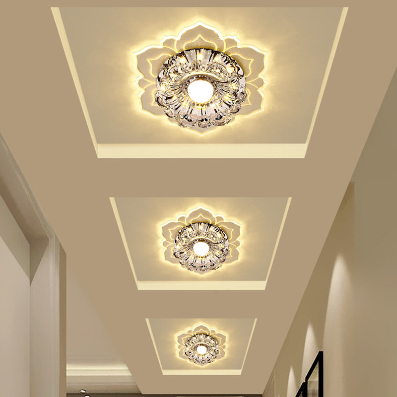 Acrylic Flush Mount Light Modern Crystal Flush Ceiling Light in Clear with Hole 2-3.5" Dia