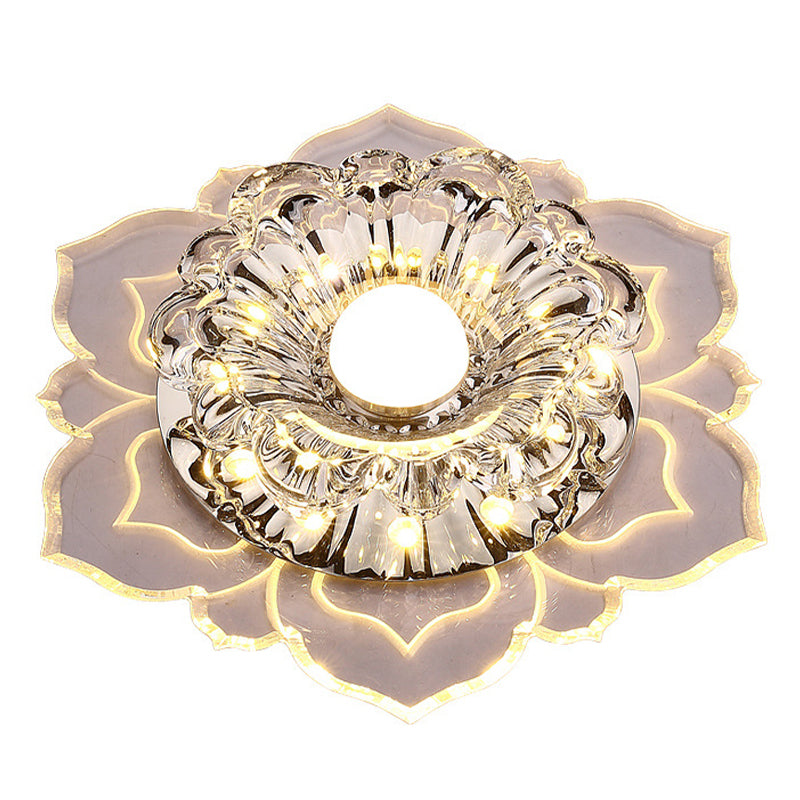 Acrylic Flush Mount Light Modern Crystal Flush Ceiling Light in Clear with Hole 2-3.5" Dia
