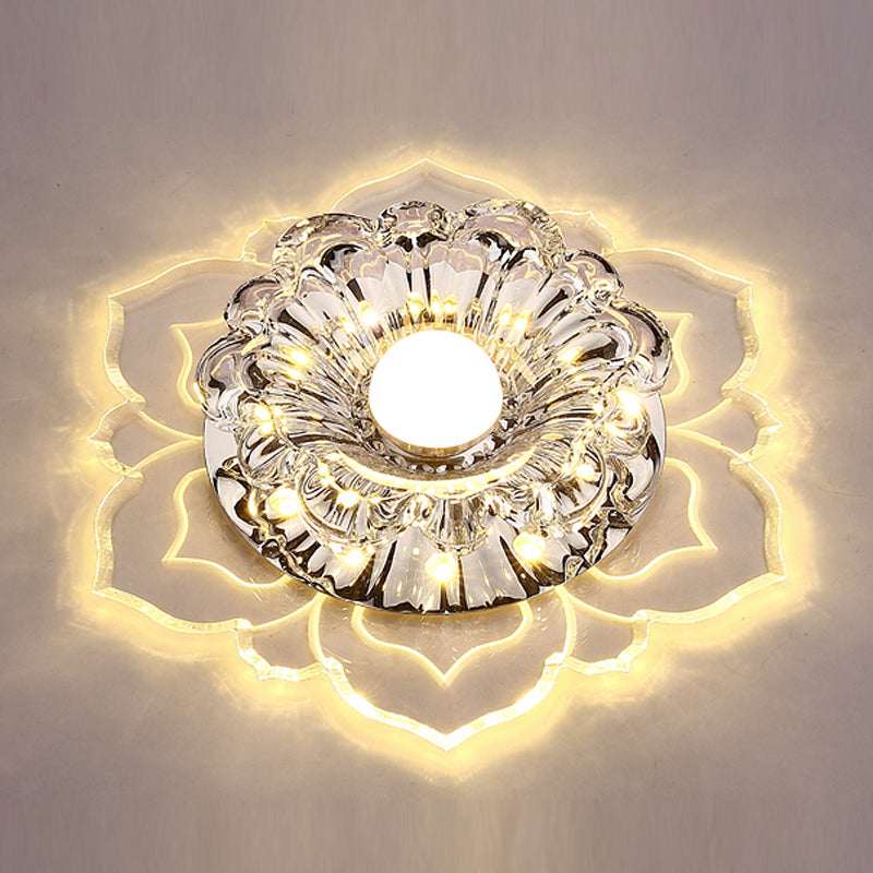 Acrylic Flush Mount Light Modern Crystal Flush Ceiling Light in Clear with Hole 2-3.5" Dia