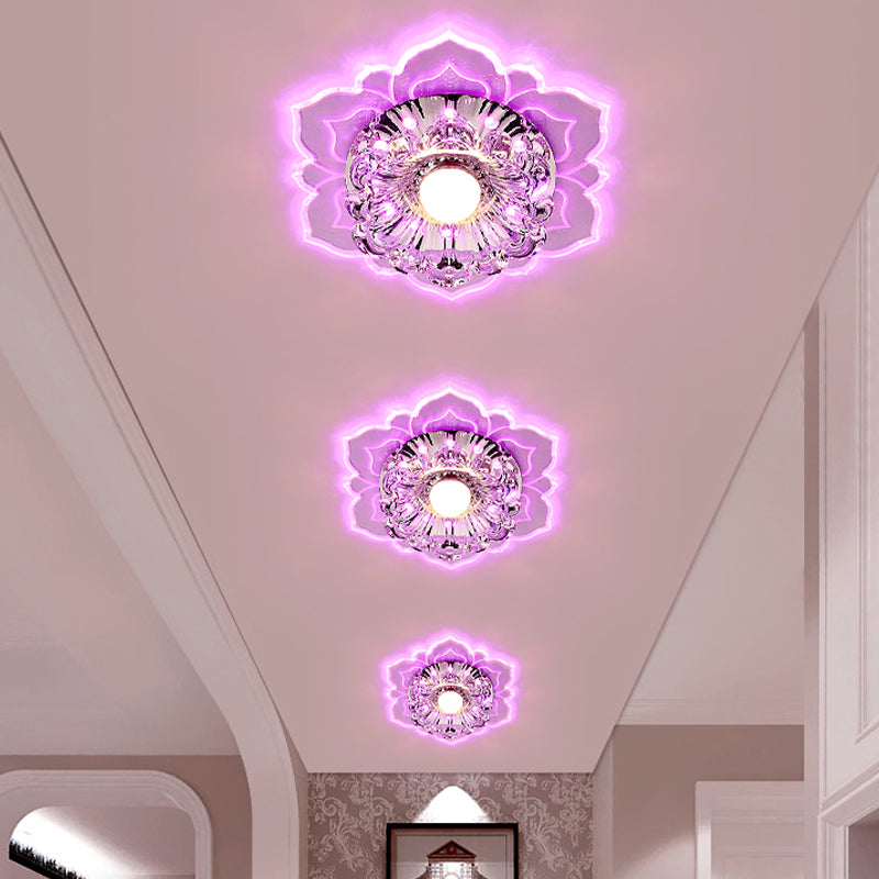 Acrylic Flush Mount Light Modern Crystal Flush Ceiling Light in Clear with Hole 2-3.5" Dia