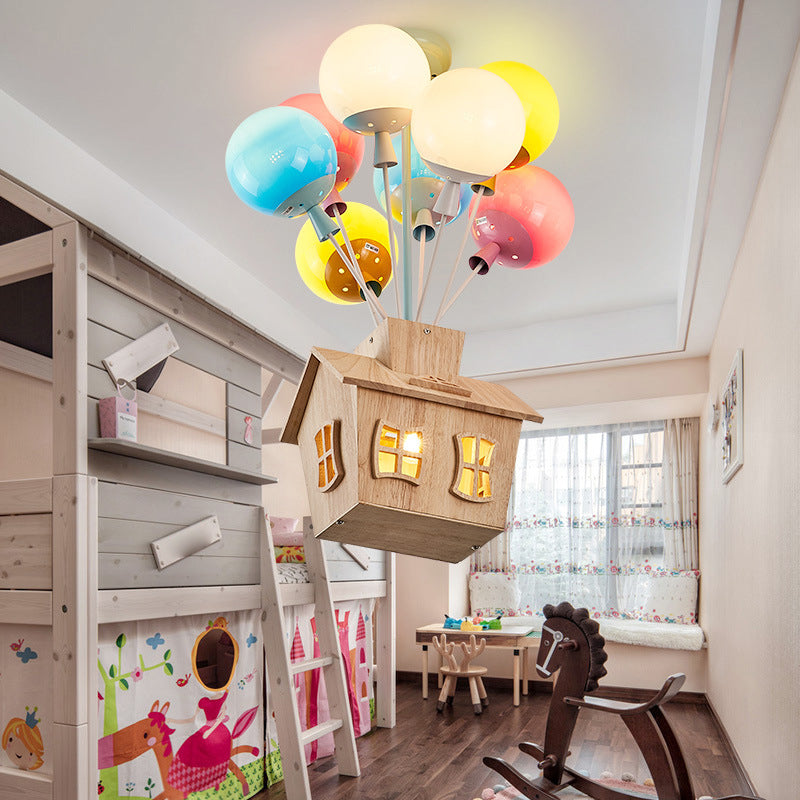 Lámpara de techo de metal colorida, globo creativo, lámpara moderna de montaje semiempotrado para habitación de niños