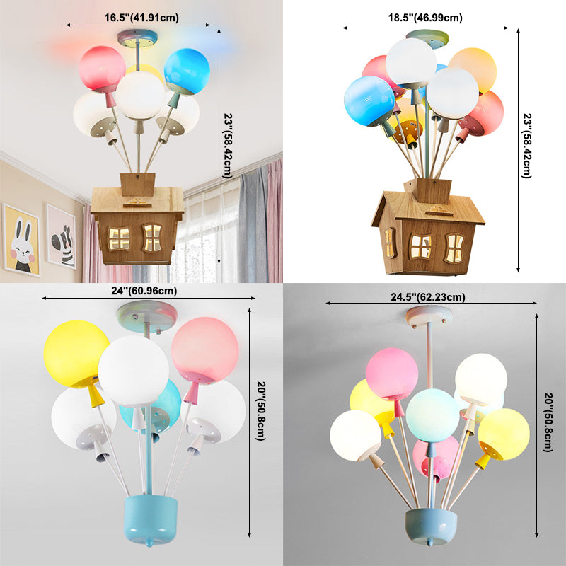 Lámpara de techo de metal colorida, globo creativo, lámpara moderna de montaje semiempotrado para habitación de niños