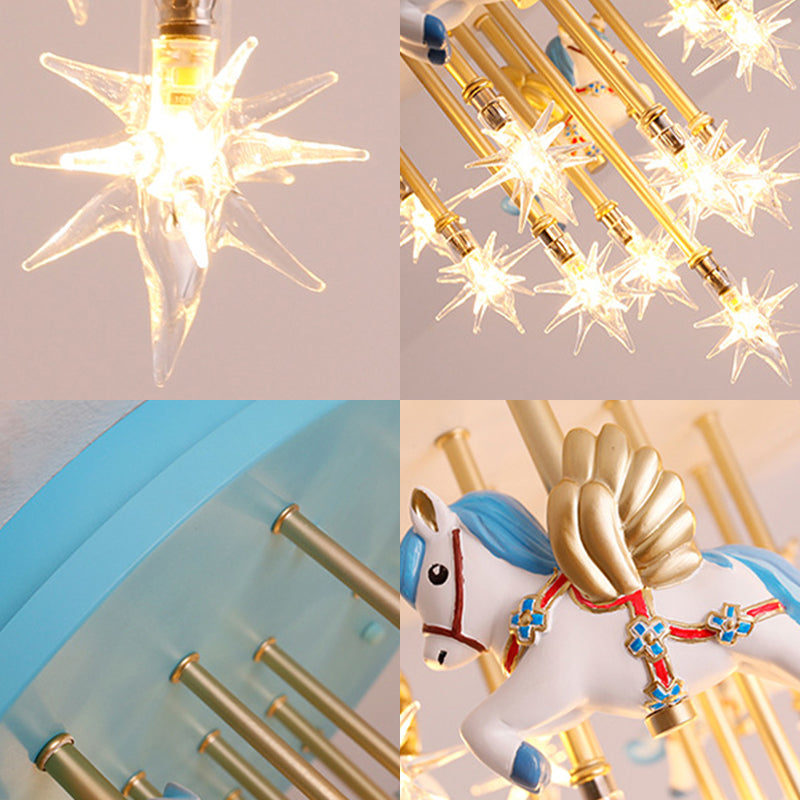 Multi Lights Cartoon Ceiling Light Clear Star Shade Contemporary Flush Mount Light