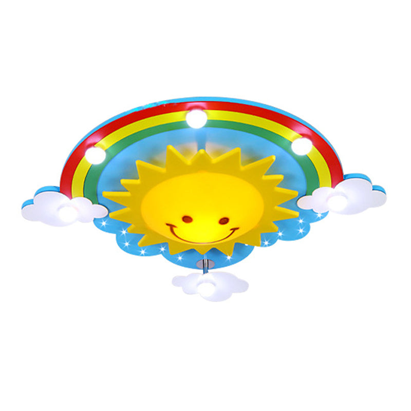 Multicolored Sun Flush Mount Light Acrylic 7 Lights Lighting Fixture for Nursing Room