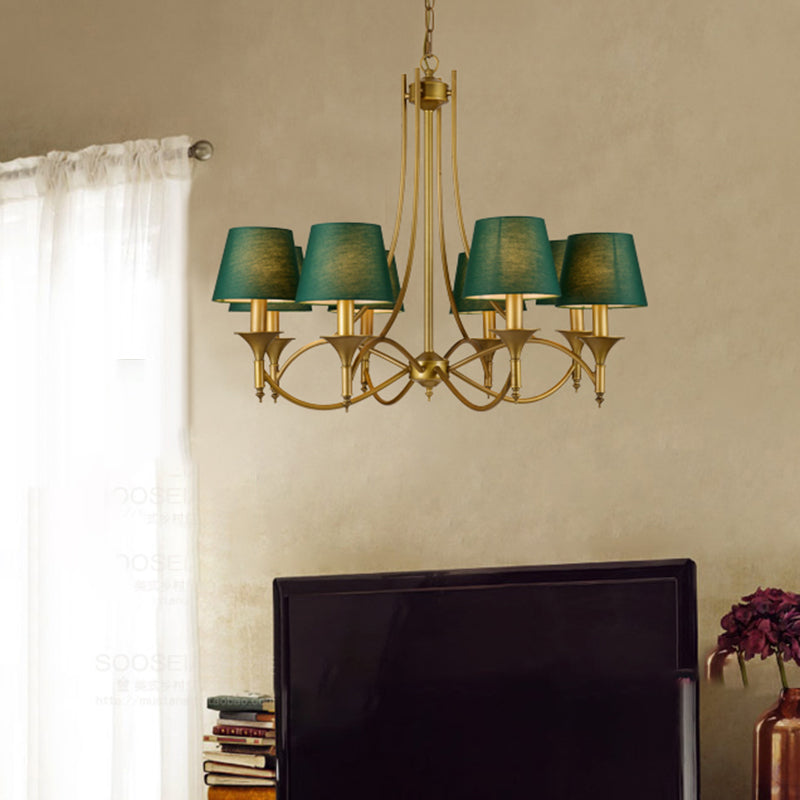 Multi-head hangende verlichtingsarmaturen Amerikaanse stijl vat kroonluchter hanglamp met stofschaduw