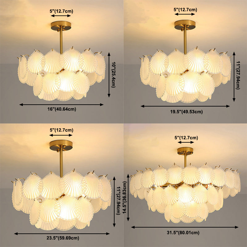 Lámpara de lámpara de concha iluminación colgante de vidrio vintage para restaurante