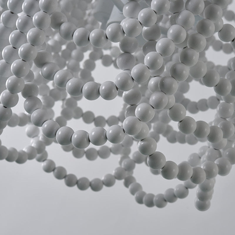 Lustre en bois rétro lustre de style country français de style perle en bois lumière pour le salon