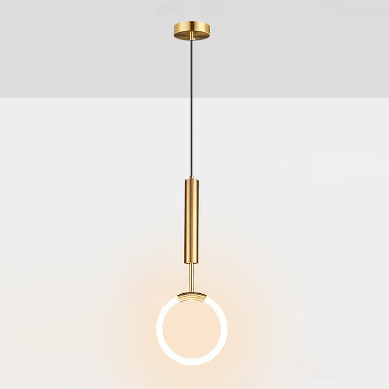 LED Ring Shape Hanging Light Fixture Modern Simple Style Living Room Pendant Light
